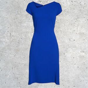 Maggy London Asymmetrical Sheath Dress Work Dress Blue Size 12 Bodycon Pencil